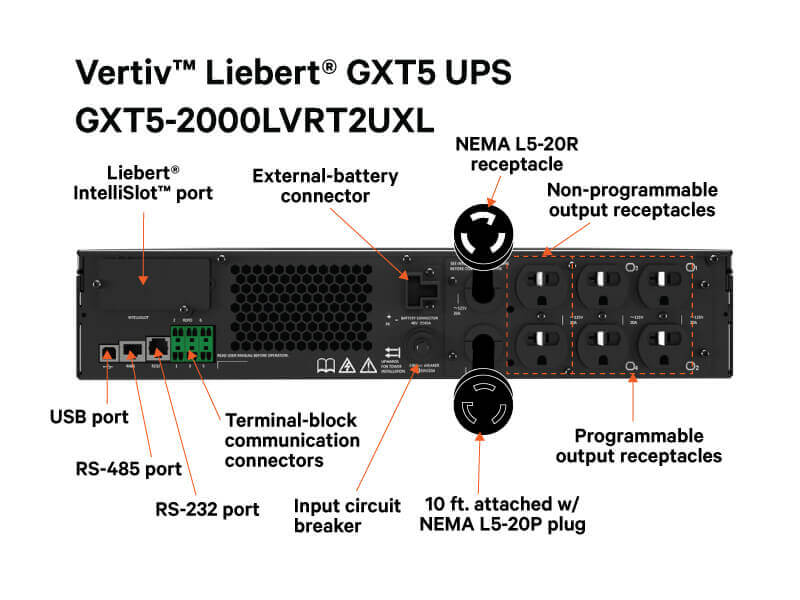 Vertiv™ Liebert® GXT5 UPS, 2000VA, 120V Online Double Conversion